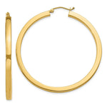 Load image into Gallery viewer, 14K Yellow Gold 3mm Polished Square Hoop Earrings  50mm length

