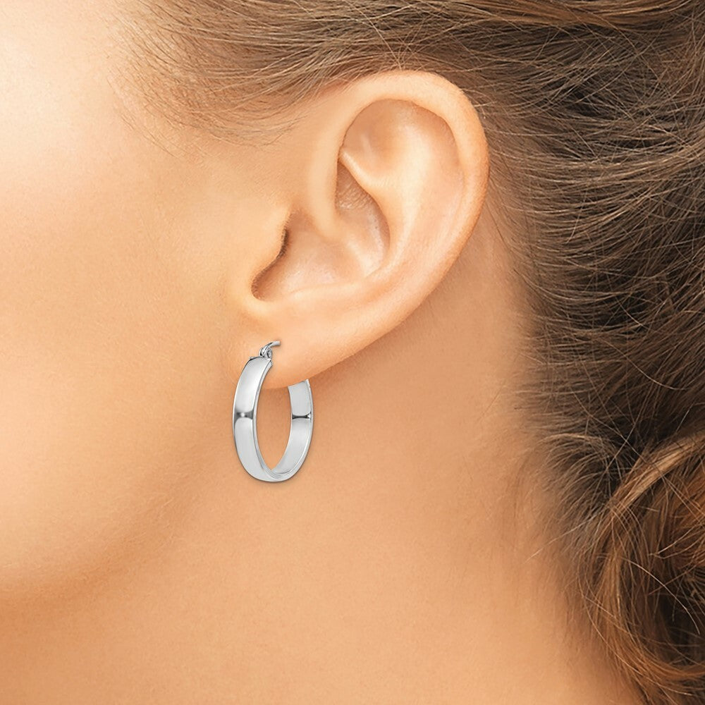 14K White Gold Polished Hoop Earring  22mm length