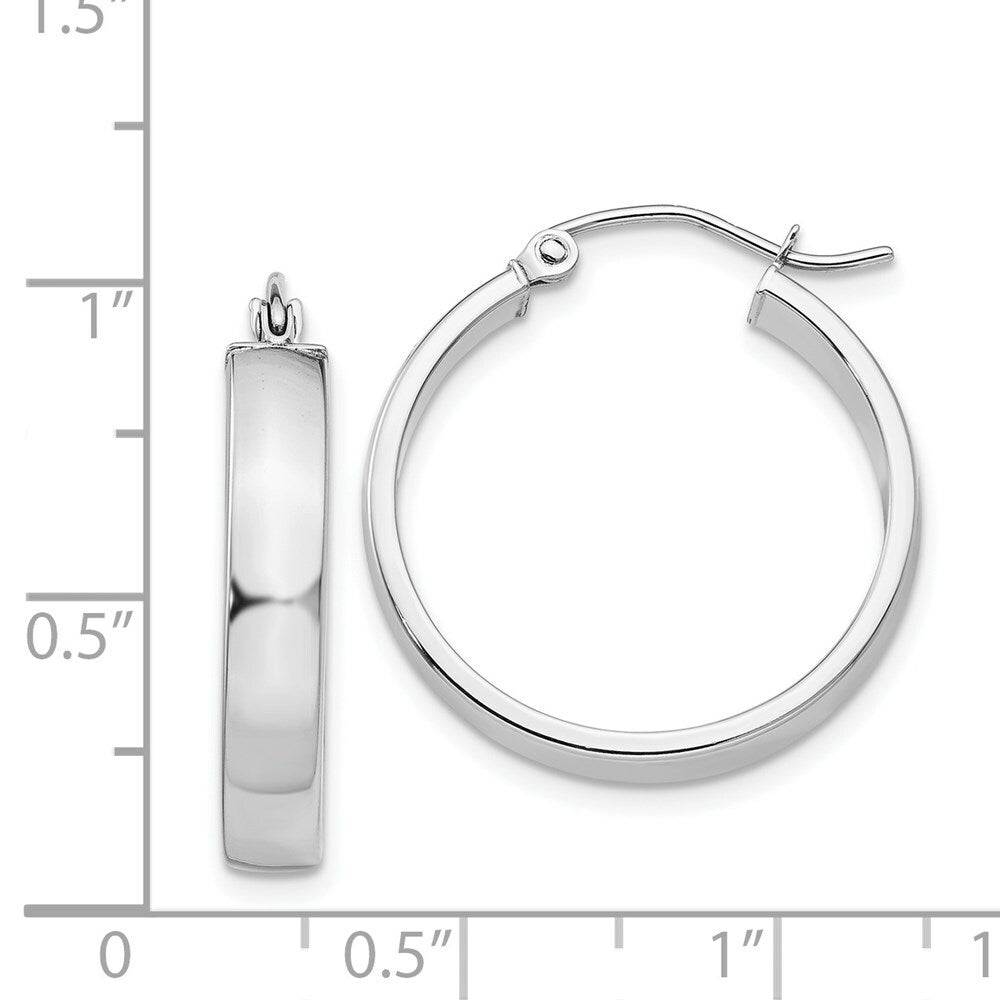 14K White Gold Polished Hoop Earring  22mm length