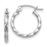 Load image into Gallery viewer, 14K White Gold Twist Polished Hoop Earring  12mm length
