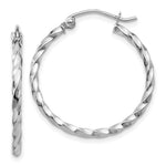 Load image into Gallery viewer, 14K White Gold Twist Polished Hoop Earring  22mm length
