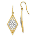 Load image into Gallery viewer, 14K Two-tone Gold Rhodium Diamond Shape Filigree Dangle Earrings
