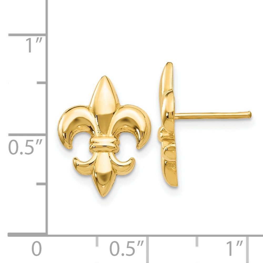 14K Yellow Gold Small Fleur-De-Lis Earring