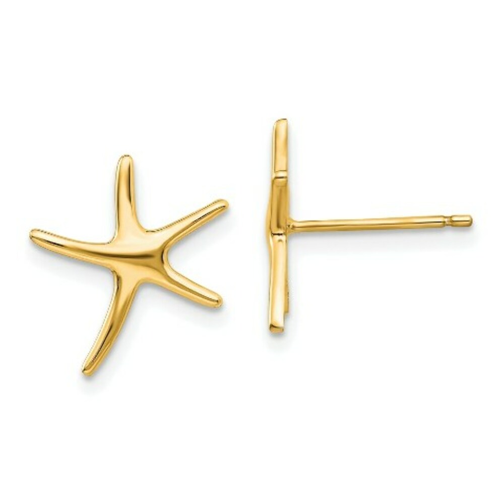 14K Yellow Gold StarFish Post Earrings 14mm length