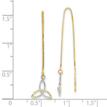 Load image into Gallery viewer, 14k Two-tone Gold Diamond-cut Box Chain Celtic Knot Threader Earrings
