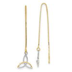 Load image into Gallery viewer, 14k Two-tone Gold Diamond-cut Box Chain Celtic Knot Threader Earrings
