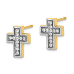 Load image into Gallery viewer, 14k Yellow Gold Micro Pave CZ Cross Post Earrings
