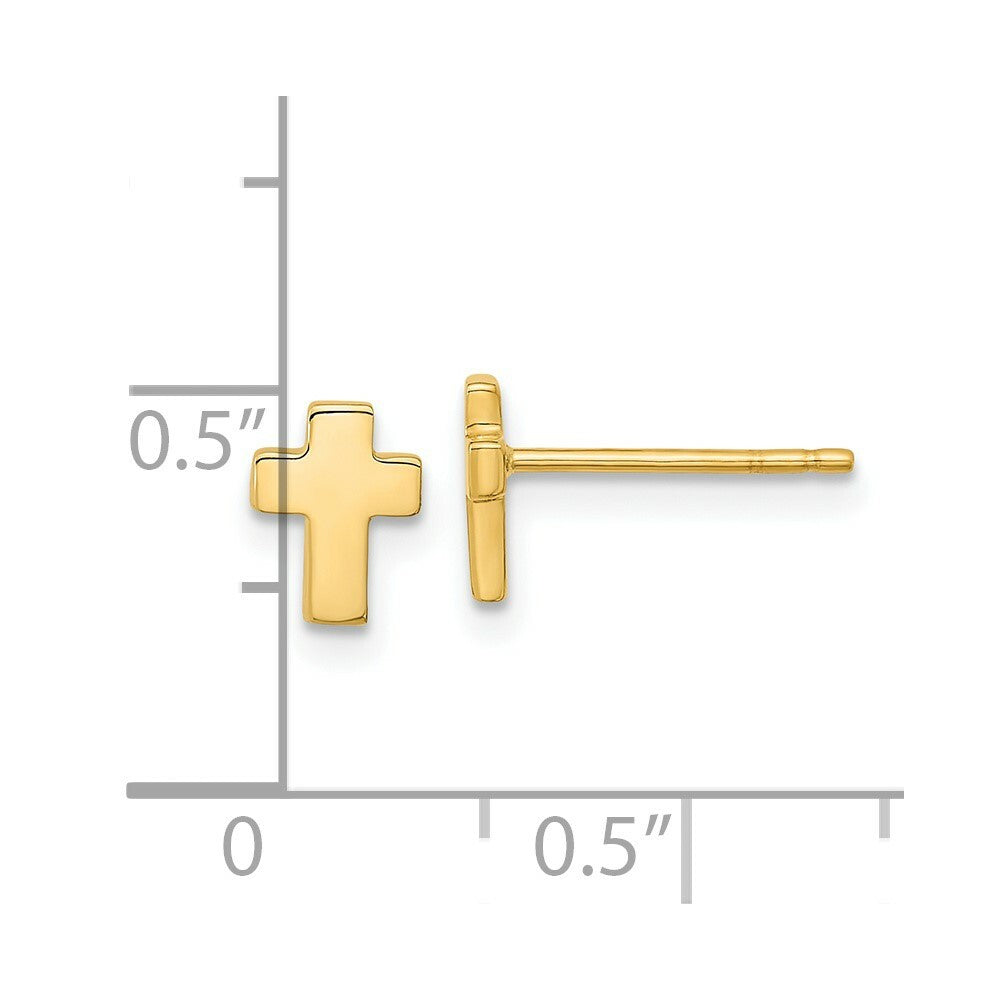 14k Yellow Gold Polished Cross Post Earrings