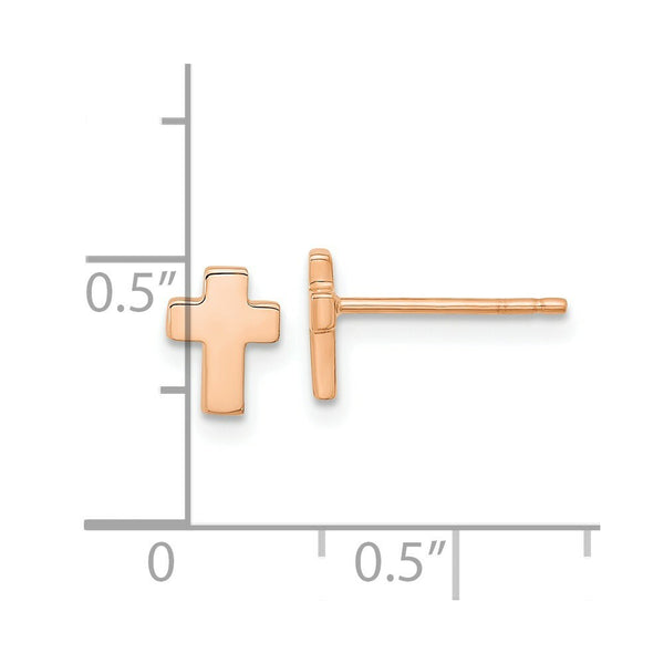 14k Rose Gold Polished Small Cross Post Earrings