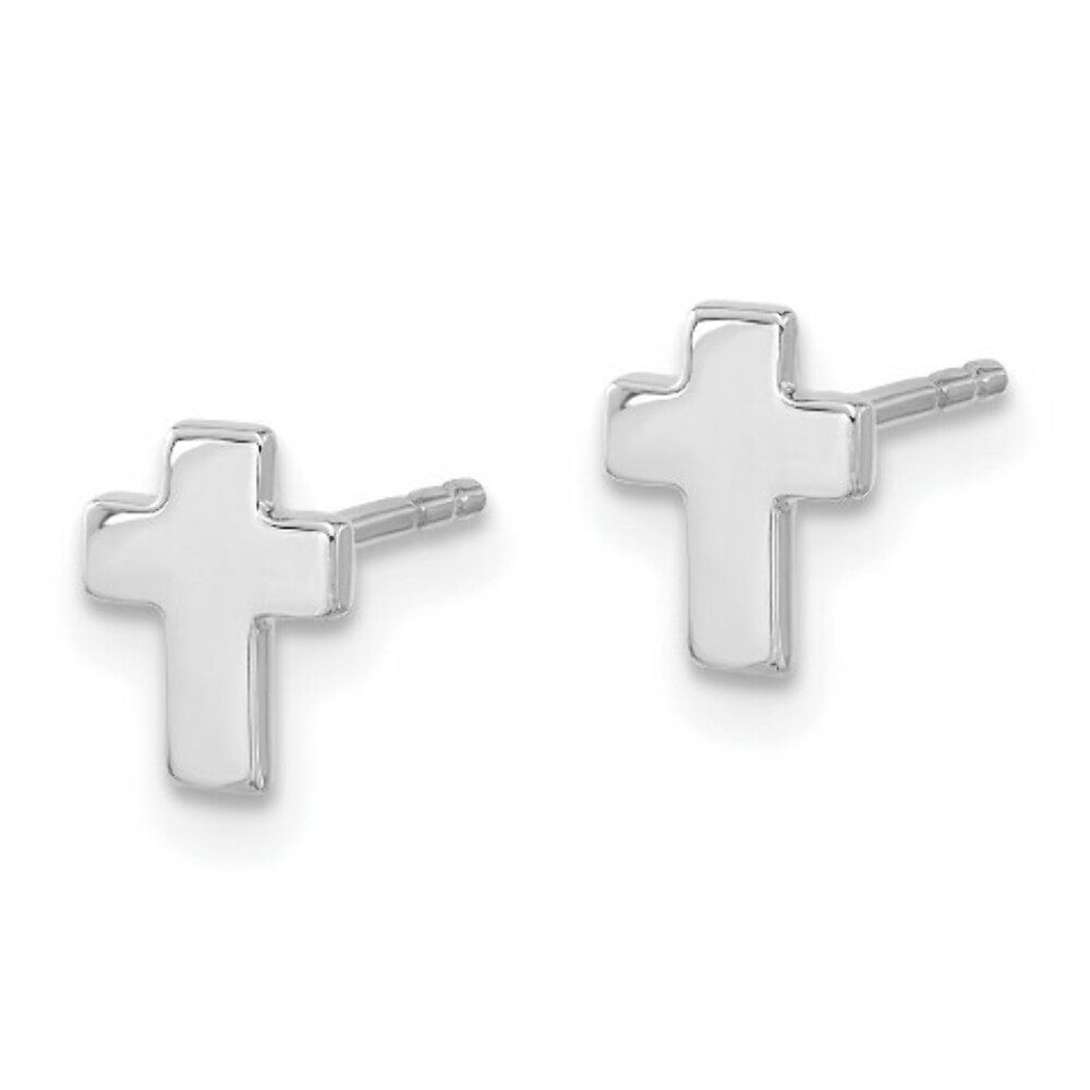 14k White Gold Polished Cross Post Earrings