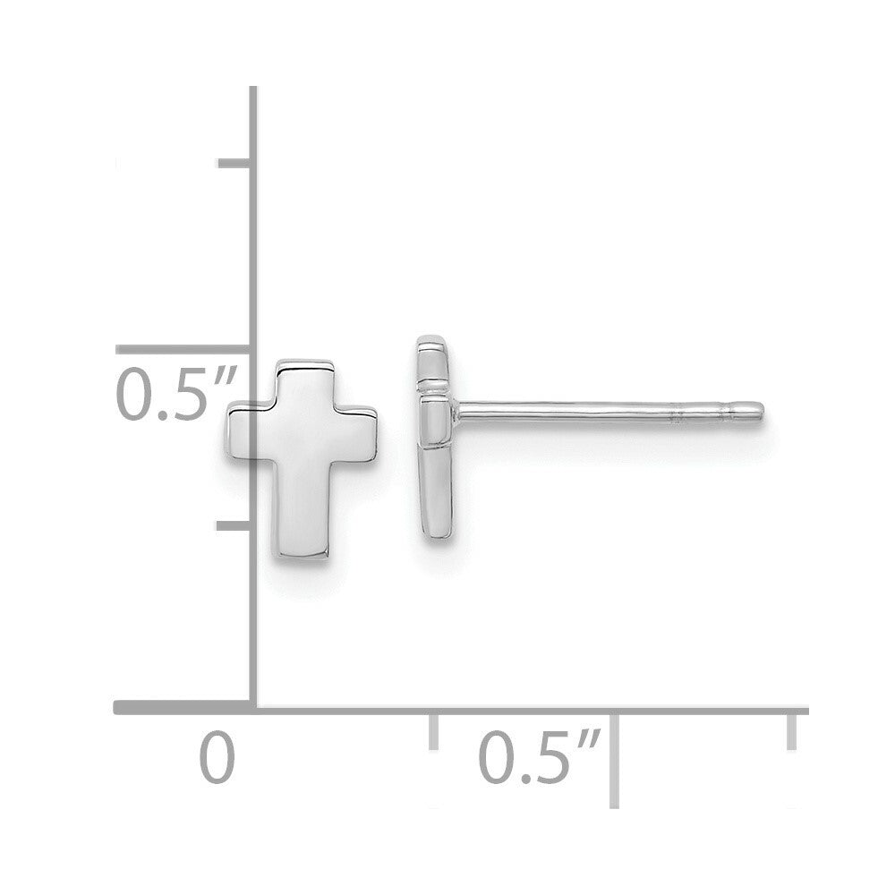 14k White Gold Polished Cross Post Earrings