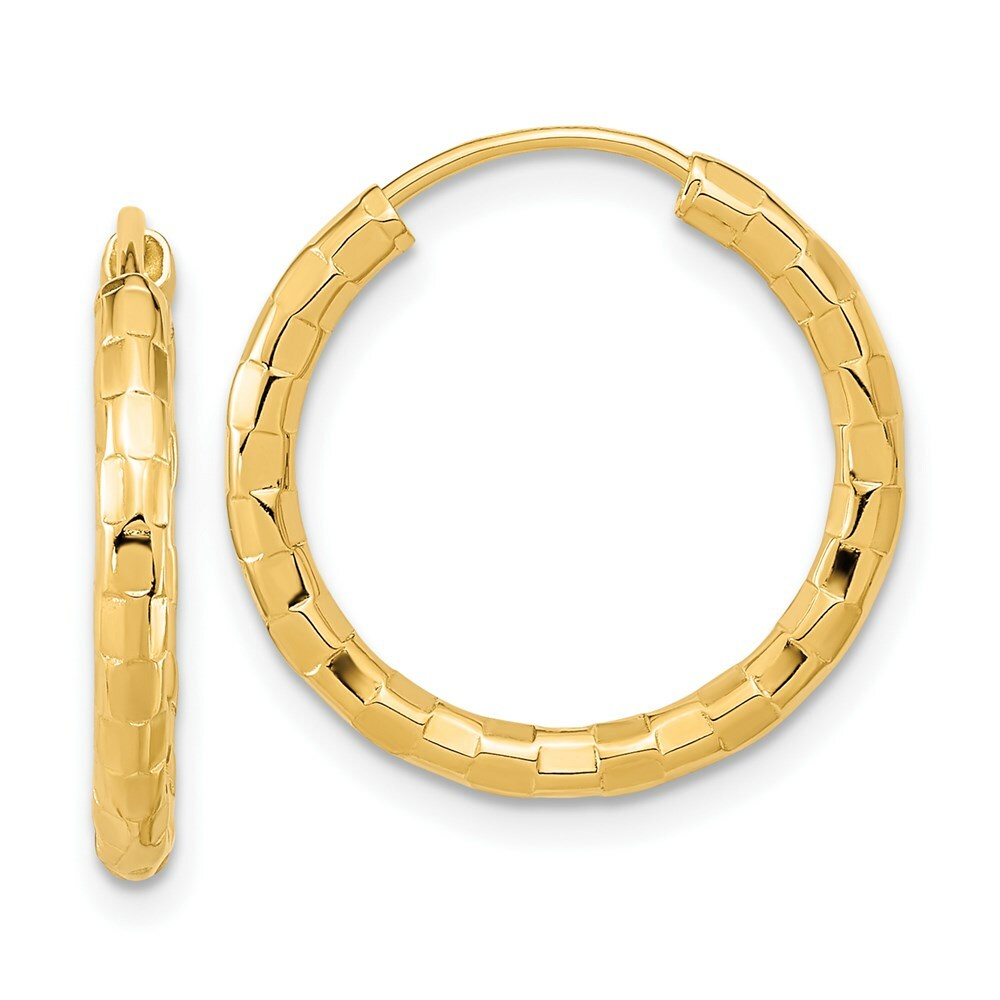14k Yellow Gold Polished Faceted 2.5mm Hoop Earrings