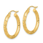 Load image into Gallery viewer, 14K Yellow Gold Polished, Satin &amp; Diamond-cut Hoop Earrings
