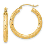 Load image into Gallery viewer, 14K Yellow Gold Polished, Satin &amp; Diamond-cut Hoop Earrings
