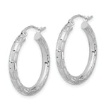 Load image into Gallery viewer, 14k White Gold Polished, Satin &amp; Diamond-cut Hoop Earrings
