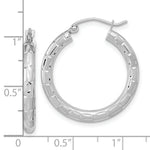 Load image into Gallery viewer, 14k White Gold Polished, Satin &amp; Diamond-cut Hoop Earrings
