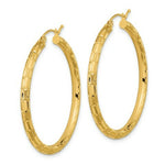 Load image into Gallery viewer, 14K Yellow Gold Polished, Satin &amp; Diamond-cut Hoop Earrings
