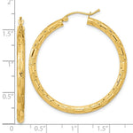 Load image into Gallery viewer, 14K Yellow Gold Polished, Satin &amp; Diamond-cut Hoop Earrings
