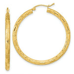 Load image into Gallery viewer, 14K Yellow Gold Polished, Satin &amp; Diamond-cut Hoop Earrings
