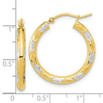 Load image into Gallery viewer, 14k Yellow Two-tone Gold Satin &amp; Diamond-cut Texture 25mm 1 inch Hoop Earrings
