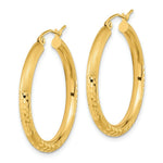 Load image into Gallery viewer, 14K Yellow Gold Polished, Satin &amp; Diamond-cut Endless Hoop Earrings
