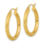Load image into Gallery viewer, 14K Yellow Gold Polished, Satin &amp; Diamond-cut Endless Hoop Earrings
