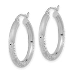 Load image into Gallery viewer, 14k White Gold Polished, Satin &amp; Diamond-cut Endless Hoop Earrings
