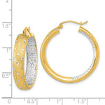 Load image into Gallery viewer, 14k Two-tone Gold Polished Satin &amp; Diamond-cut In/Out 30mm Hoop Earrings
