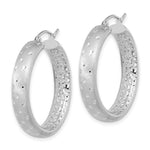 Load image into Gallery viewer, 14k White Gold Polished, Satin &amp; Diamond-cut In/Out Hoop Earrings
