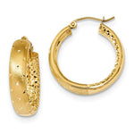 Load image into Gallery viewer, 14K Yellow Gold Polished, Satin &amp; Diamond-cut In/Out Hoop Earrings

