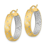 Load image into Gallery viewer, 14k Two-tone Gold Polished Satin &amp; Diamond-cut In/Out 23mm Hoop Earrings
