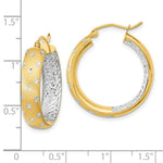 Load image into Gallery viewer, 14k Two-tone Gold Polished Satin &amp; Diamond-cut In/Out 23mm Hoop Earrings
