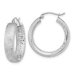 Load image into Gallery viewer, 14k White Gold Polished, Satin &amp; Diamond-cut In/Out Hoop Earrings
