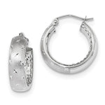 Load image into Gallery viewer, 14k White Gold Polished, Satin &amp; Diamond-cut In/Out Hoop Earrings
