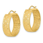 Load image into Gallery viewer, 14K Yellow Gold Polished, Satin &amp; Diamond-cut Hoop Earrings

