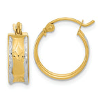 Load image into Gallery viewer, 14k Two-tone Gold Polished &amp; Diamond-cut 5mm x 15mm Hoops
