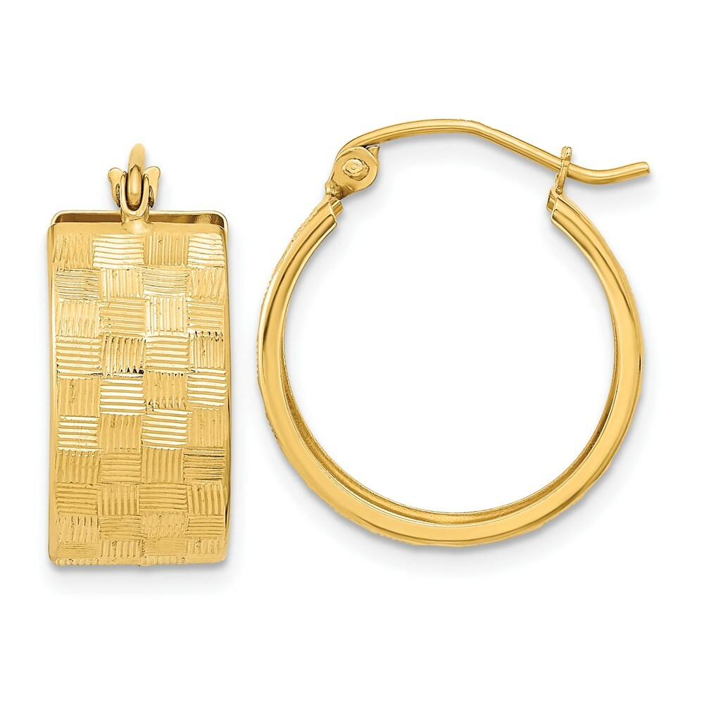 14K Yellow Gold Diamond-cut Hoop Earrings