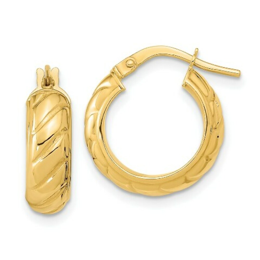 14K Yellow Gold Polished Fancy Hoops