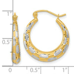 Load image into Gallery viewer, 14k Two-tone Gold Polished, Satin &amp; Diamond-cut Checkered 21mm Hoop Earrings
