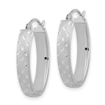 Load image into Gallery viewer, 14k White Gold Polished, Satin &amp; Diamond-cut Hoop Earrings
