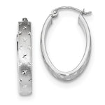 Load image into Gallery viewer, 14k White Gold Polished, Satin &amp; Diamond-cut Hoop Earrings
