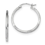 Load image into Gallery viewer, 14k White Gold Satin &amp; Diamond-cut Square Tube Hoop Earrings
