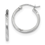 Load image into Gallery viewer, 14k White Gold Satin &amp; Diamond-cut Square Tube Hoop Earrings
