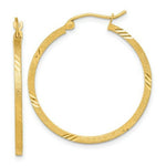 Load image into Gallery viewer, 14K Yellow Gold Satin &amp; Diamond-cut Square Tube Hoop Earrings
