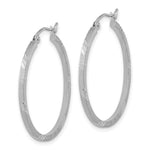 Load image into Gallery viewer, 14k White Gold Satin &amp; Diamond-cut Square Tube Hoop Earrings
