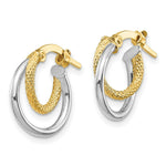 Load image into Gallery viewer, 14K Two-Tone Gold Polished &amp; Textured Hinged Hoop Earrings
