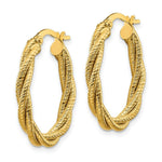 Load image into Gallery viewer, 14K Yellow Gold Polished Textured Twisted Oval Hoop Earrings
