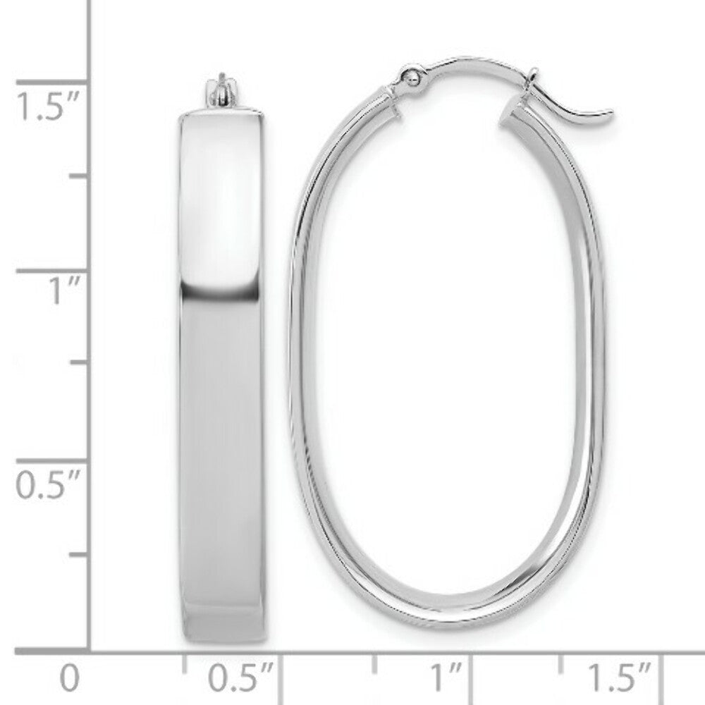 14k White Gold Oval Hoop Earrings