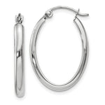 Load image into Gallery viewer, 14K White Gold Polished 2.75mm Oval Tube Hoop Earrings  13mm length
