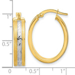 Load image into Gallery viewer, 14k Two-tone Gold Diamond-cut Polished &amp; Satin Hoop Earrings

